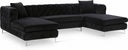 Gail 127" Velvet Upholstered 3pc. Sectional - Black