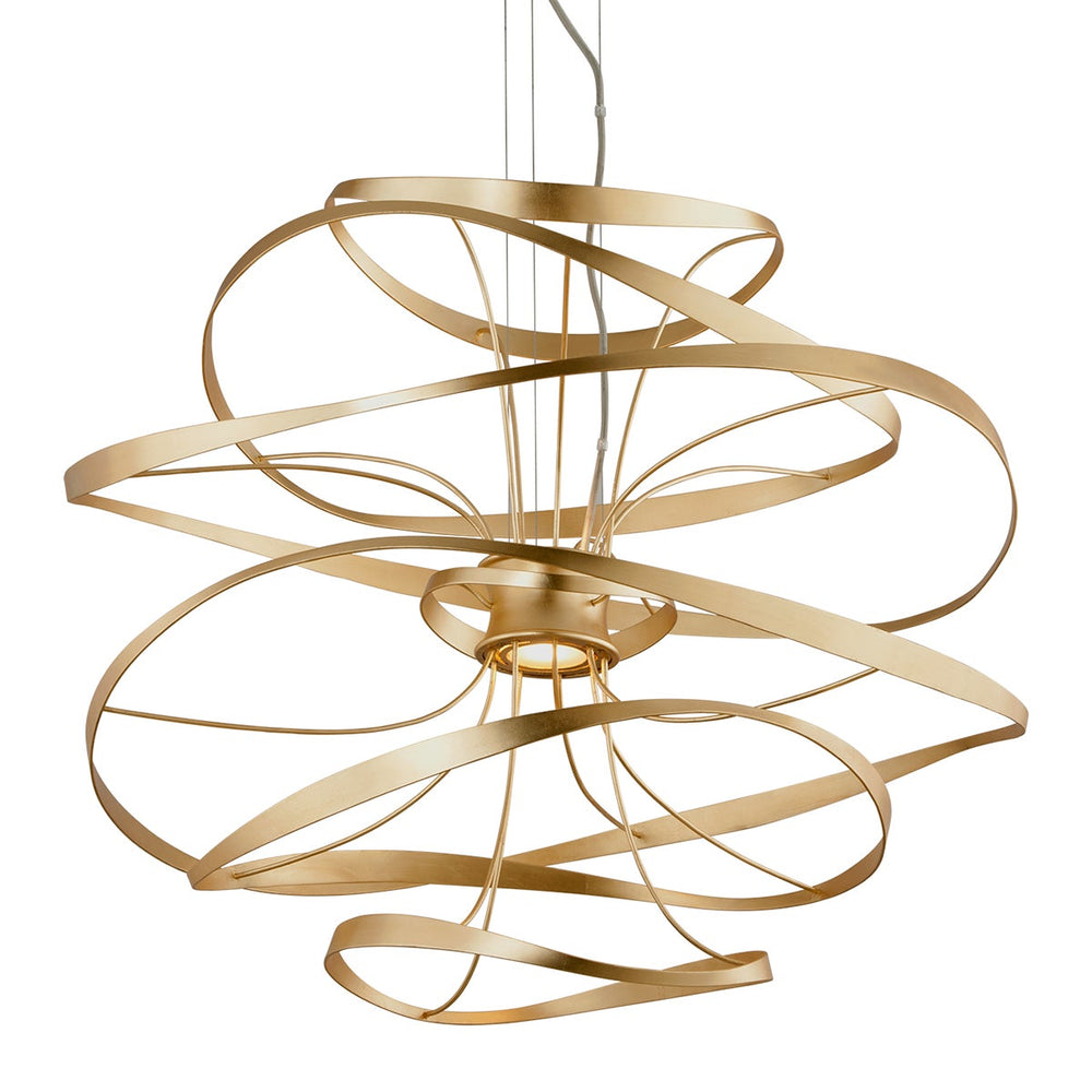 Gold Leaf Calligraphy Chandelier 34" by Corbett Lighting