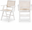 Preston Solid Wood And Natrual Cane Dining Arm Chair - White