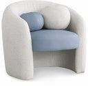 Acadia Boucle Fabric Upholstered and Vegan Leather Upholstered Accent Chair - Blue