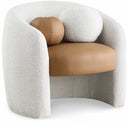 Acadia Boucle Fabric Upholstered and Vegan Leather Upholstered Accent Chair - Cognac
