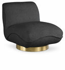 Geneva Boucle Fabric Upholstered Swivel Accent Chair - Black
