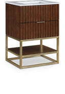 Monad 24" Genuine Genuine Marble Top, Steel And Glass Base Vanity - Brown