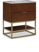 Monad 30" Genuine Genuine Marble Top, Steel And Glass Base Vanity - Brown