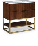 Monad 36" Genuine Genuine Marble Top, Steel And Glass Base Vanity - Brown