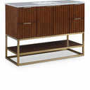 Monad 48" Genuine Genuine Marble Top, Steel And Glass Base Vanity - Brown