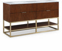 Monad 60" Genuine Genuine Marble Top, Steel And Glass Base Vanity - Brown