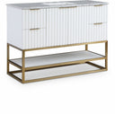 Monad 48" Genuine Genuine Marble Top, Steel And Glass Base Vanity - White
