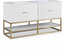 Monad 60" Genuine Genuine Marble Top, Steel And Glass Base Vanity - White