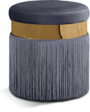 Yasmine Velvet Upholstered Stool - Grey