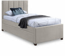 Harper Linen Textured Fabric Upholstered Trundle Bed - Beige