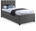Harper Linen Textured Fabric Upholstered Trundle Bed - Grey