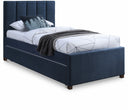Harper Linen Textured Fabric Upholstered Trundle Bed - Blue