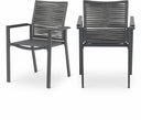 Maldives Mesh And Rope Fabric Outdoor Patio Dining Arm Chair - Grey