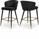 Cassie Velvet Upholstered Counter Stool - Black