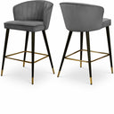 Cassie Velvet Upholstered Counter Stool - Grey