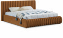Nico Velvet Upholstered Bed - Saddle
