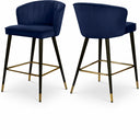 Cassie Velvet Upholstered Counter Stool - Blue