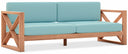 Anguilla 83" Water Resistant Fabric Upholsetered Outdoor Patio Sofa - Blue