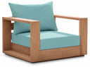 Tulum Water Resistant Fabric Upholstered Outdoor Patio Accent Chair - Blue