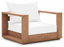 Tulum Water Resistant Fabric Upholstered Outdoor Patio Accent Chair - White