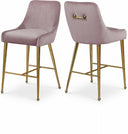 Owen Velvet Upholstered Counter Stool - Pink
