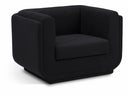 Kimora Linen Textured Fabric Upholstered Chair - Black