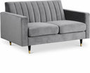 Lola 60" Velvet Upholstered Loveseat - Grey