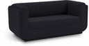 Kimora 64.5" Linen Textured Fabric Upholstered Loveseat - Black