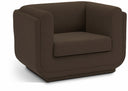 Kimora Linen Textured Fabric Upholstered Chair - Brown