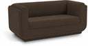 Kimora 64.5" Linen Textured Fabric Upholstered Loveseat - Brown