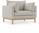 Langham Linen Textured Fabric Upholstered Chair - Beige
