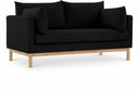 Langham 66" Linen Textured Fabric Upholstered Loveseat - Black