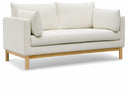 Langham 66" Linen Textured Fabric Upholstered Loveseat - Cream
