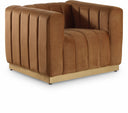Marlon Velvet Upholstered Chair - Saddle