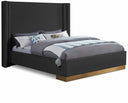 Halton Boucle Fabric Upholstered Bed - Black
