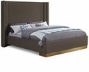 Halton Boucle Fabric Upholstered Bed - Brown