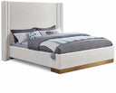 Halton Boucle Fabric Upholstered Bed - Cream