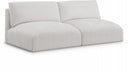 Ease 76" Fabric Upholstered 2pc. Armless Modular Loveseat - Cream