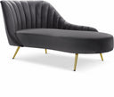Margo Velvet Upholstered Chaise Lounge - Grey