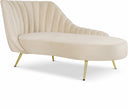 Margo Velvet Upholstered Chaise Lounge - Cream