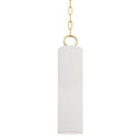 Aged Brass and White Brookville Pendant 5" x 20.75" by Hudson Valley