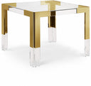 Casper 38" Glass Top, Acrylic And Steel Base Dining / Game Table - Gold