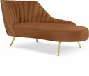 Margo Velvet Upholstered Chaise Lounge - Saddle