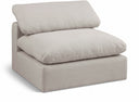 Comfy Linen Textured Fabric Upholstered Armless Modular Chair - Beige