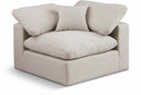 Comfy Linen Textured Fabric Upholstered Corner Modular Chair - Beige
