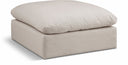 Comfy Linen Textured Fabric Upholstered Modular Ottoman - Beige
