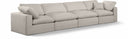 Comfy 158" Linen Textured Fabric Upholstered 4pc. Modular Sofa - Beige