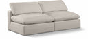 Comfy 78" Linen Textured Fabric Upholstered 2pc. Armless Modular Loveseat - Beige