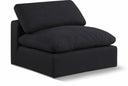 Comfy Linen Textured Fabric Upholstered Armless Modular Chair - Black
